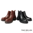 【TINO BELLINI 貝里尼】巴西進口牛皮鋸齒厚底粗跟短靴FWOT018(咖啡)