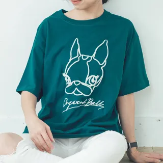 【CRYSTAL BALL 狗頭包】寬版 T-shirt-藍綠(狗頭包)