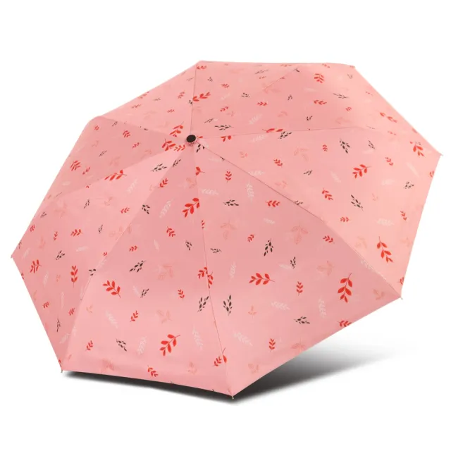 【TDN】植物語超輕易開收三折傘黑膠抗UV晴雨傘(花卉葉子防風防曬陽傘B7617D)