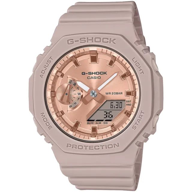 【CASIO 卡西歐】G-SHOCK ITZY有娜配戴款 煙燻粉色 粉紅金八角農家橡樹手錶 女錶 畢業禮物(GMA-S2100MD-4A)