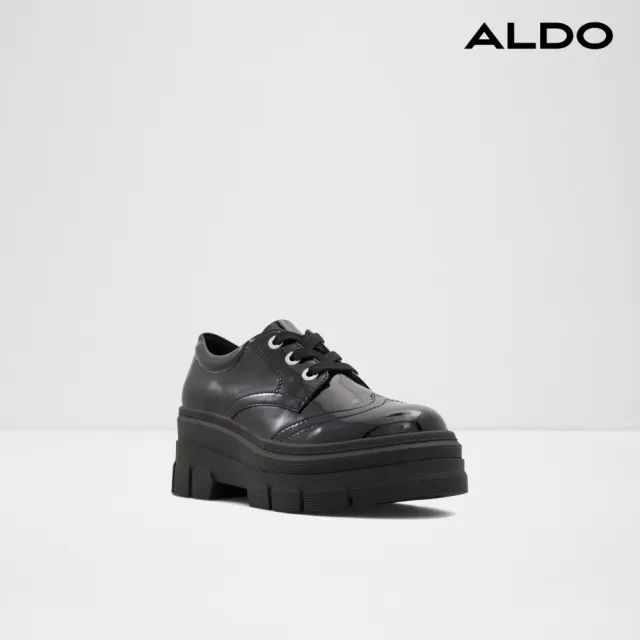【ALDO】MAGHER-學院風漆皮綁帶厚底鞋-女鞋(黑色)