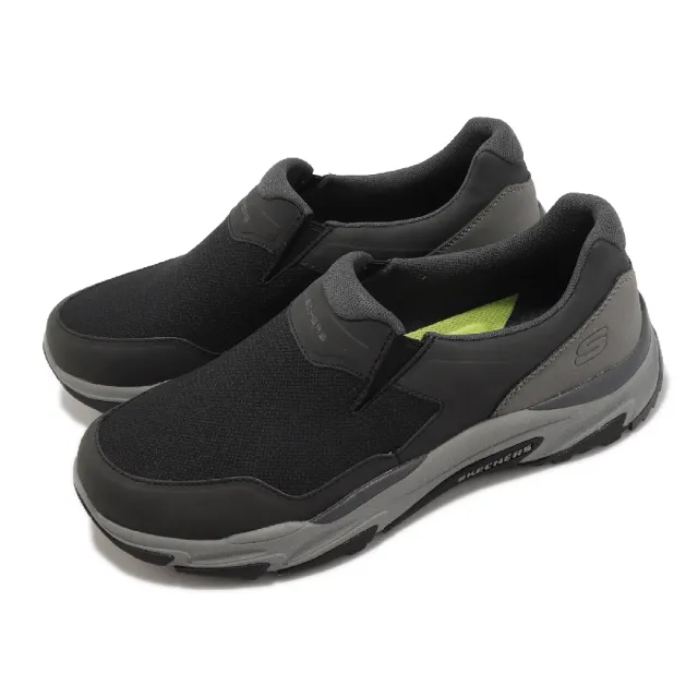 【SKECHERS】休閒鞋 Altimar-Marcole 男鞋 黑 灰 復古 套入式 緩震 透氣 記憶鞋墊(204712-BLK)