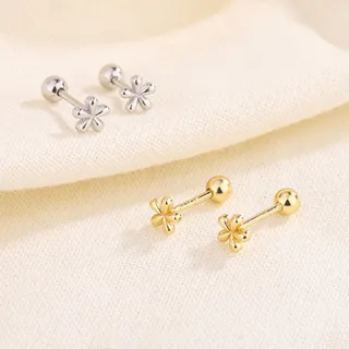 【卡樂熊】S925銀針迷你小花朵轉珠系列造型耳環飾品(S925耳環)