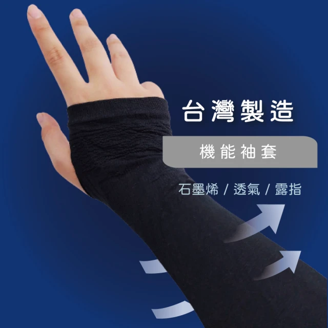 amicaamica 台灣製石墨烯機能袖套(機能袖套 三入組 石墨烯 異味除臭 吸濕排汗 恆溫保暖)