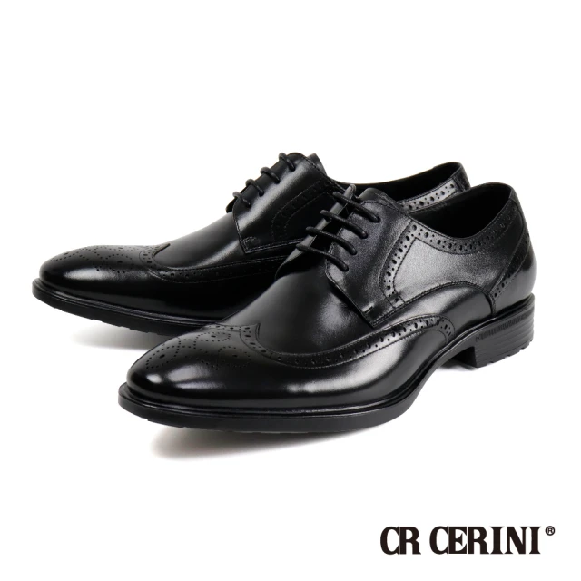 CR CERINICR CERINI 質感輕量雕花翼紋德比鞋 黑色(CR11820-BL)