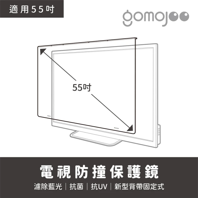 gomojoogomojoo 55吋電視防撞保護鏡(背帶固定式 減少藍光 台灣製造)