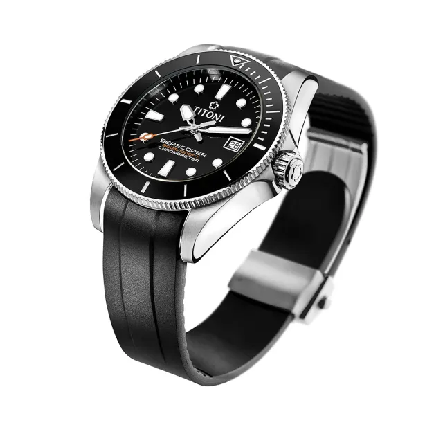 【TITONI 梅花錶】海洋探索 Seascoper 300 天文台認證陶瓷圈機械錶-黑(83300 S-BK-R-702)