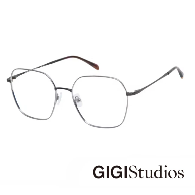 【GIGI Studios】幾何輕巧鈦金光學眼鏡(銀 - AVERY-8092/0)