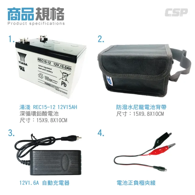 大豐收釣魚組12V15AH(電動捲線器專用電池整套組 HI-POWER  DAIWA  MIYA 適用)