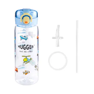 【HUGGER】兒童彈蓋吸管水壺 500ml 附2組替換吸管-多款可選(Tritan輕量大開口好清洗幼兒園學齡適用)