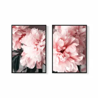 【菠蘿選畫所】花開富貴牡丹兩幅聯畫組合-42x60cm(畫/臥房掛畫/居家佈置/藝廊牆/餐廳掛畫/民宿裝飾畫)