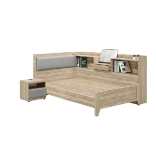 【IHouse】有木 房間4件組單大3.5尺(插座床頭+高腳床架+收納床邊櫃+床頭櫃)