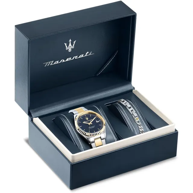 【MASERATI 瑪莎拉蒂】經典系列大三針手錶 手鍊套組 送禮 禮物 母親節(R8853100033)