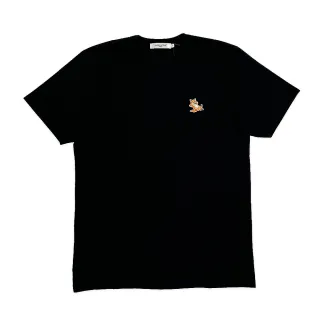 【Maison Kitsune】狐狸刺繡LOGO 黑色 純棉 圓領 短袖 T-SHIRT(GU00154KJ0010P199)