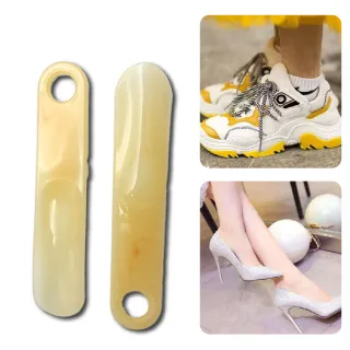 【貼心設計】短款牛角鞋拔-2入(鞋把 不易折斷 加快穿鞋 撐鞋器 不彎腰 穿鞋器 耐用 輕鬆穿鞋 家庭必備)
