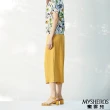 【MYSHEROS 蜜雪兒】八分寬褲 前釦拉鍊褲頭 鈕釦裝飾 素色(黃)