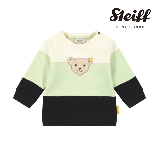 【STEIFF】熊頭童裝 條紋長袖T恤 內刷毛(長袖上衣)