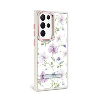 【apbs】Samsung Galaxy S23 Ultra / S23+ / S23 軍規防摔鋁合金鏡頭框立架手機殼(花語-2301)