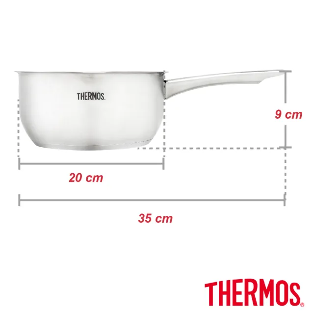 【THERMOS膳魔師】不鏽鋼直柄牛奶鍋湯鍋18cm(MLK-S18)