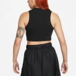【NIKE 耐吉】背心 NSW Essentials 女款 黑 白 短版 合身 羅紋 削肩背心 穿搭 小勾(FB8280-010)