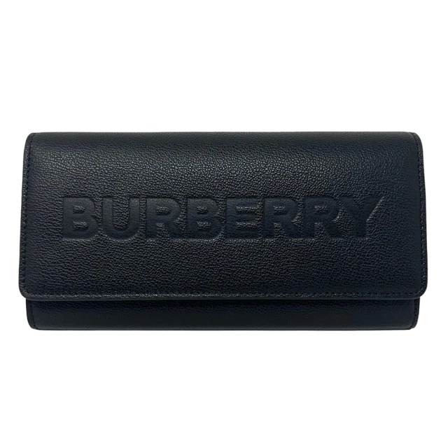 BURBERRY 巴寶莉 全牛皮壓紋logo掀蓋長夾