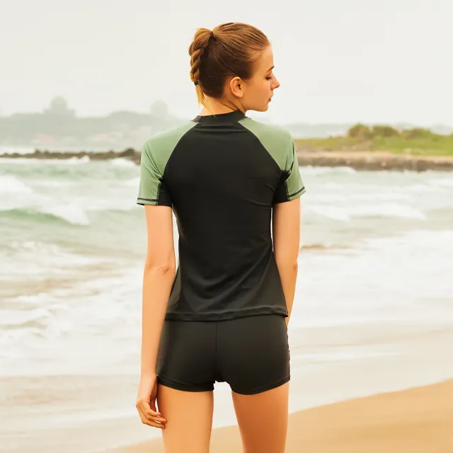 【Heatwave 熱浪】泳衣女兩截式帶袖休閒二件套新款保守海邊運動游泳衣(82873/M-2XL)