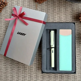 【LAMY】馬卡龍系列 筆套鋼筆禮盒 薄荷綠鋼筆+藍筆套(36)