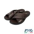 【IMAC】義大利真皮壓線交叉寬帶拖鞋 深棕色(352770-DBR)