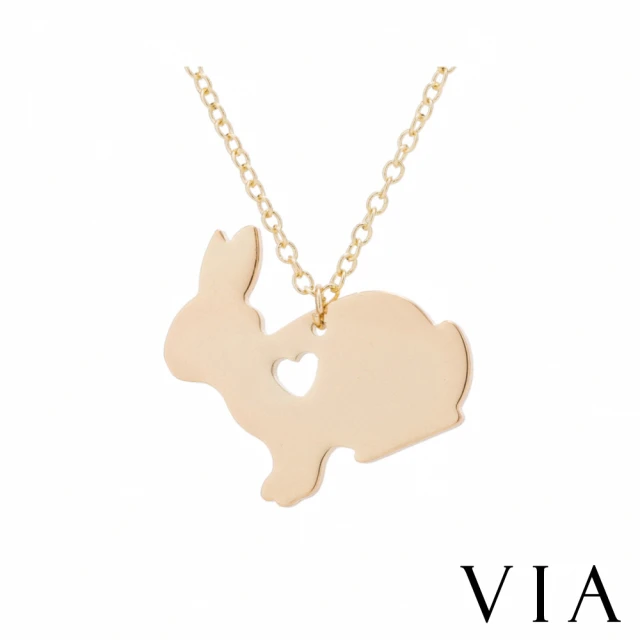 【VIA】白鋼項鍊 小兔項鍊/動物系列 可愛小兔造型白鋼項鍊(金色)