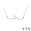 【VIA】白鋼項鍊 線條項鍊/個性波浪線條造型白鋼項鍊(玫瑰金色)