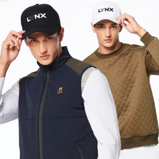 【Lynx Golf】男款基本款運動風Lynx字樣精美配色繡花魔鬼氈可調節式球帽(二色)