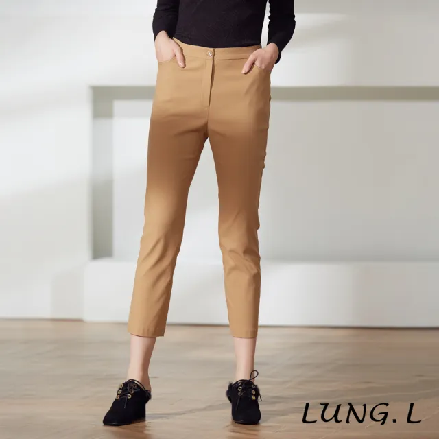 【LUNG.L 林佳樺】LN49E 卡其色彈性九分褲(女裝)