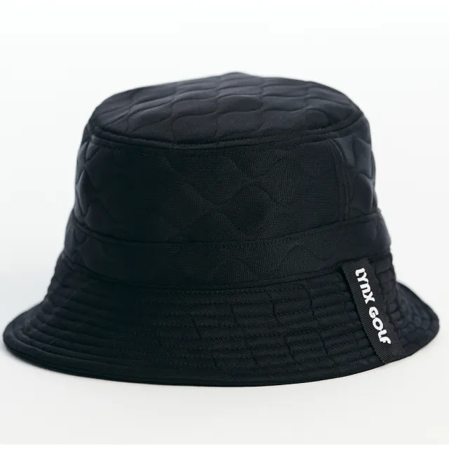 【Lynx Golf】女款潮流百搭日本進口布料花紋造型遮陽時尚筒帽可調節式漁夫帽(黑色)