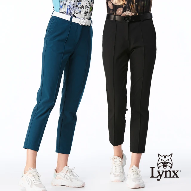 Lynx Golf 女款彈性舒適隱形拉鍊口袋繡花設計配色羅紋