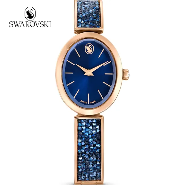 【SWAROVSKI 施華洛世奇】Crystal Rock Oval 優雅時尚手錶-藍(5656822)