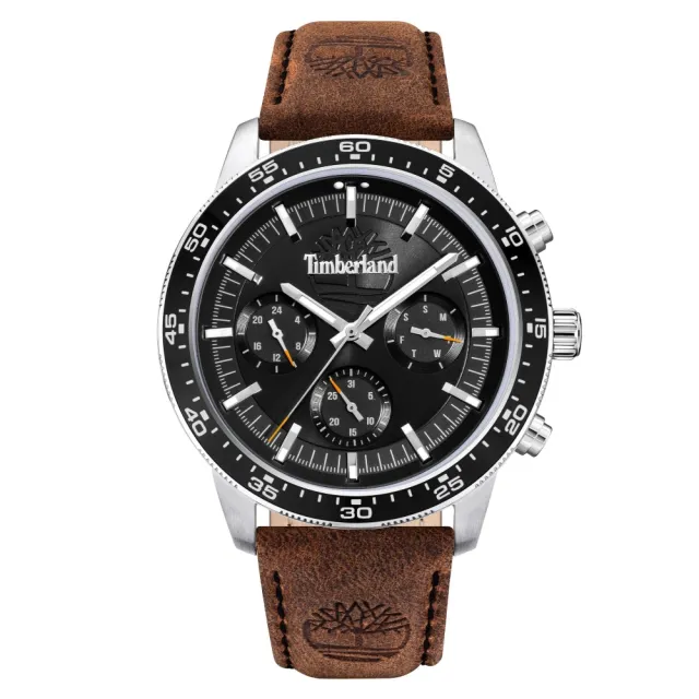 【Timberland】天柏嵐 Parkman系列 城市野營多功能日期窗腕錶-黑棕(TDWGF0029002)