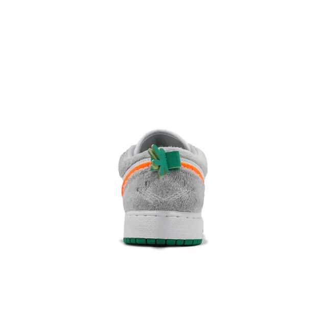 【NIKE 耐吉】Air Jordan 1 Low SE GS 大童鞋 女鞋 兔子 灰 橘 綠 胡蘿蔔 毛絨絨(DZ6333-083)