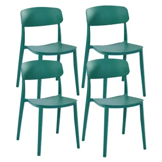 【AT HOME】四入組綠色餐椅/休閒椅 現代極簡(芬蘭)