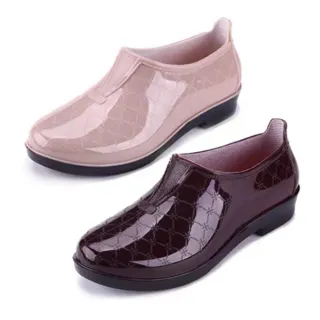 【Taroko】十字花紋彈性外穿防水防滑低筒雨鞋(2色可選)
