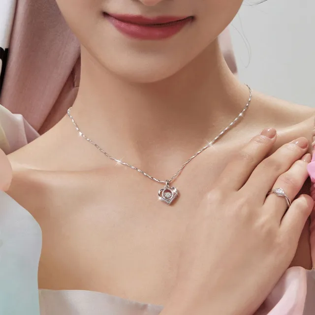 【KT DADA】純銀項鍊 鎖骨鏈 鑽石項鍊 愛心項鍊 簍空造型項鍊 銀飾品 女生項鍊 小禮物 閨蜜項鍊 女生禮物
