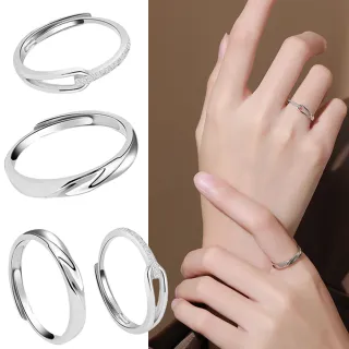 【MoonDy】情侶戒指 求婚戒指 結婚戒指 純銀戒指 鋯石戒指 男女對戒 結婚對戒 銀戒 可調節戒指