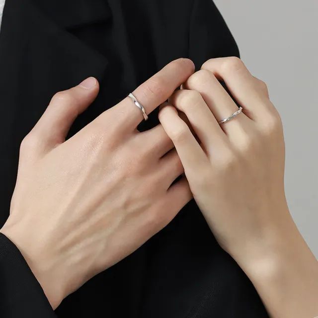 【MoonDy】純銀戒指 素戒指 訂婚戒指 情侶戒指 對戒 結婚戒指 銀戒指 細戒指 磨砂戒指 可調式戒指