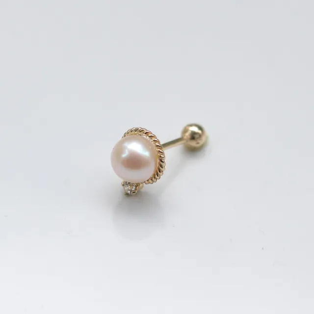 【CHARIS & GRACE 佳立思珠寶】14K金 耳環 天然珍珠花捲鎖珠耳環