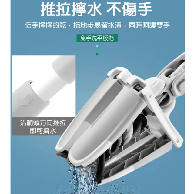 【黑魔法】X型免手洗旋擰乾溼平板拖把x2(+贈拖把布x2)