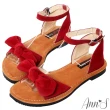 【Ann’S】水洗牛皮-甜美扭結寬版平底涼鞋(紅)