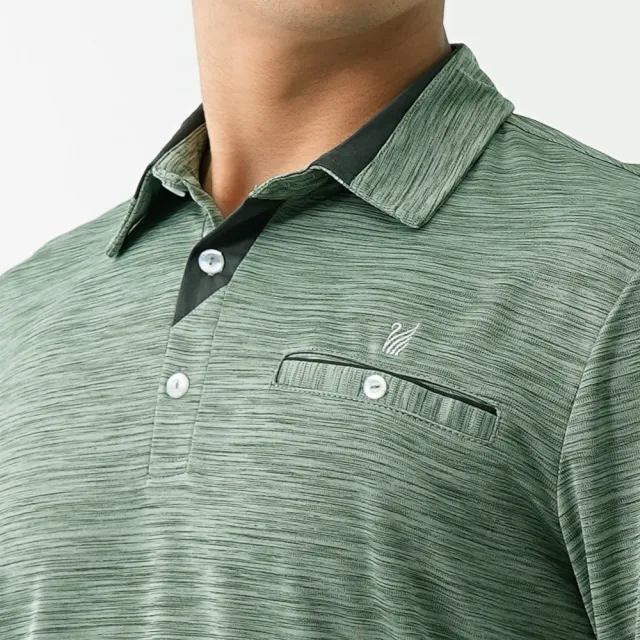 【遊遍天下】男款抗UV防曬涼感吸濕排汗機能長袖POLO衫GL1037軍綠 綠色(M-6L 大尺碼)