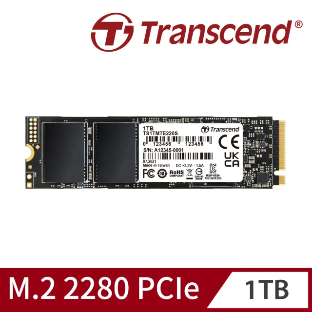 【Transcend 創見】MTE220S 1TB M.2 2280 PCIe Gen3x4 SSD固態硬碟(TS1TMTE220S 新舊包裝隨機出貨)