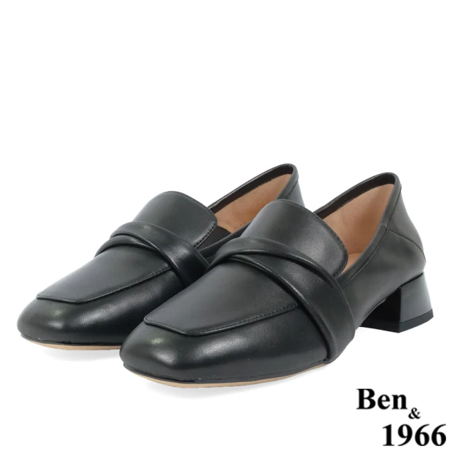 Ben&1966 高級柔軟羊皮簡約舒適樂福鞋-黑236281