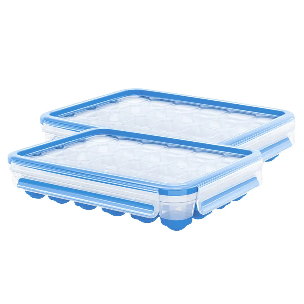 【Tefal 特福】無縫膠圈PP保鮮盒-製冰盒2入組(24格單顆按壓式)