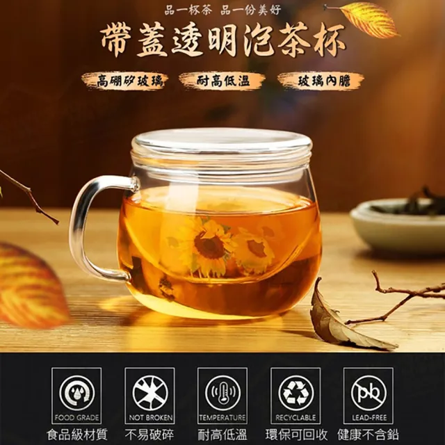 【JOHN HOUSE】帶蓋透明泡茶杯 高硼矽玻璃 沖茶器 沖泡壺 玻璃杯 茶壺(350ml)
